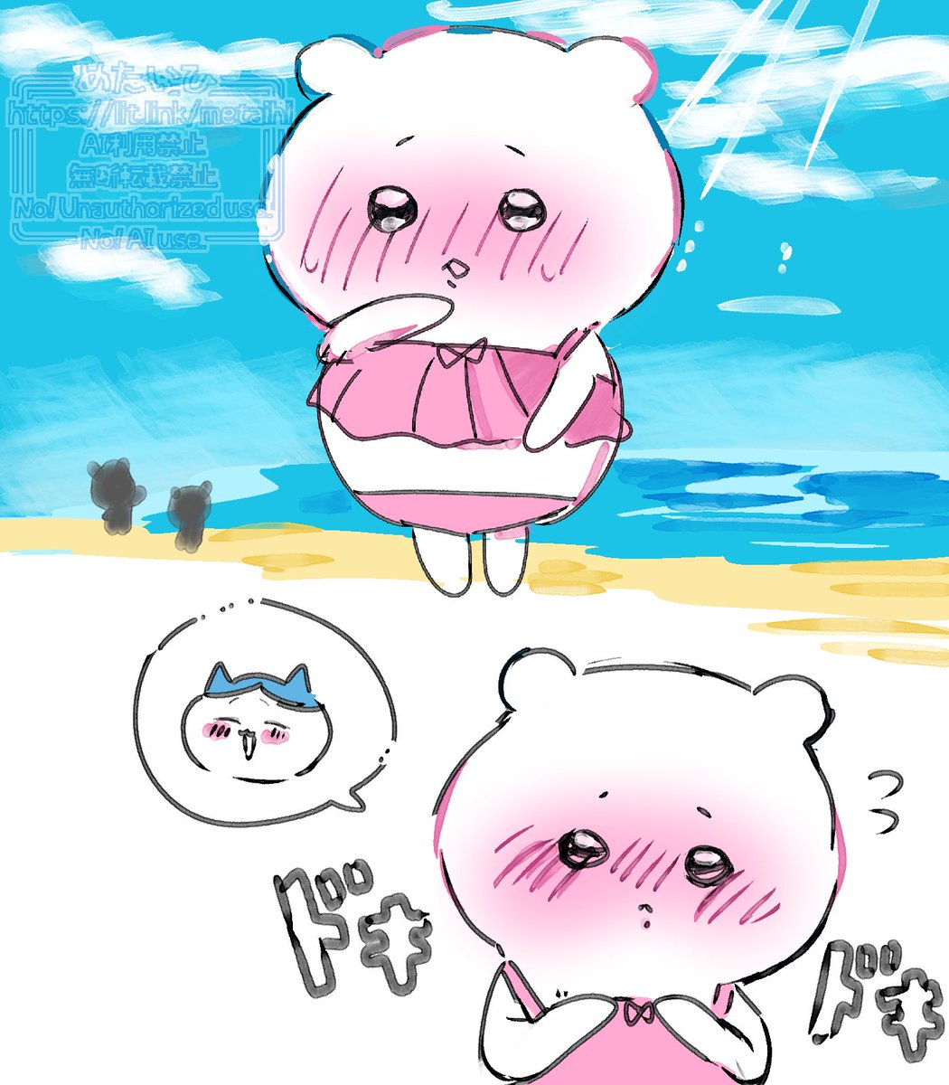 metaihi's tweet photo. ハチちい　水着 https://t.co/f9WV7X5y3j