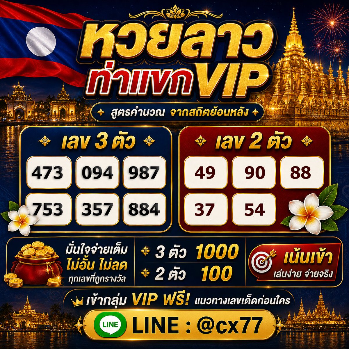 Sohot1969761's tweet photo. ลาวท่าแขกVIP 09-08-69 🇱🇦

AF 7 % บาทละ 1,000 ฿ ✅ https://t.co/lf6vT3g9Wx

- มีกิจกรรมแจกเงินรางวัลทุกวัน ใครสนใจสมัครแล้วเข้ากลุ่มได้เลยนะ
📌แนวทาง https://t.co/RHK5ZuAvKr

#หวยงวดนี้ #หวยรัฐบาลไทย #หวยเด็ด #เลขมงคล #หวยออนไลน์มาแรง  #หวย #เลขเด็ดงวดนี้ #หวยรัฐบาล #jaiideejing https://t.co/MXIfpk60ev