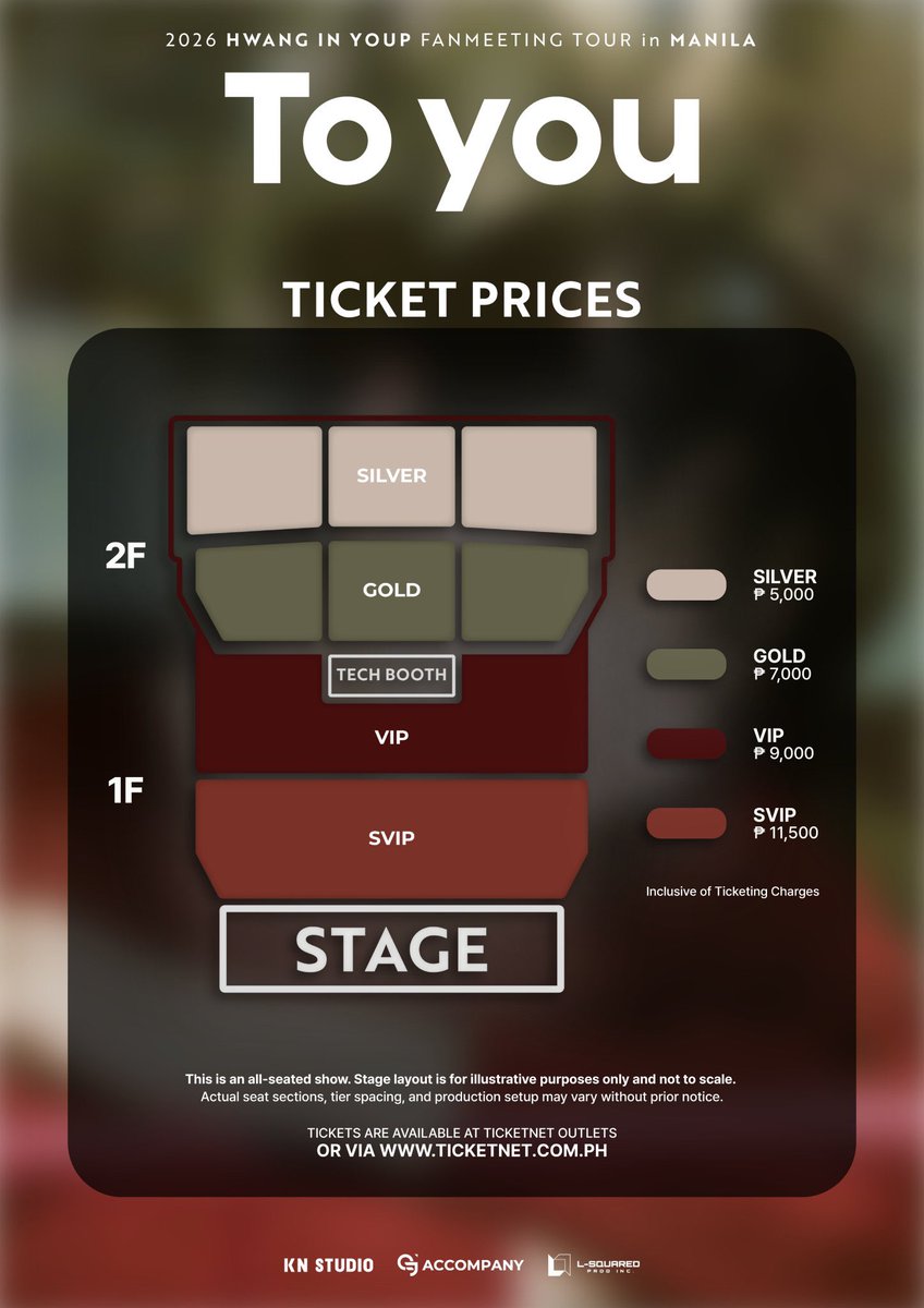philconcerts's tweet photo. Seat plan, ticket prices, and fan benefits for the 2026 HWANG IN YOUP FANMEETING TOUR <To you> IN MANILA, happening on October 31, at the New Frontier Theater!

Tickets go on sale on August 30, 2026, 12NN via https://t.co/c80wJHrrKz and TicketNet outlets.

@LSquaredProdPH https://t.co/Lx5Ref353b