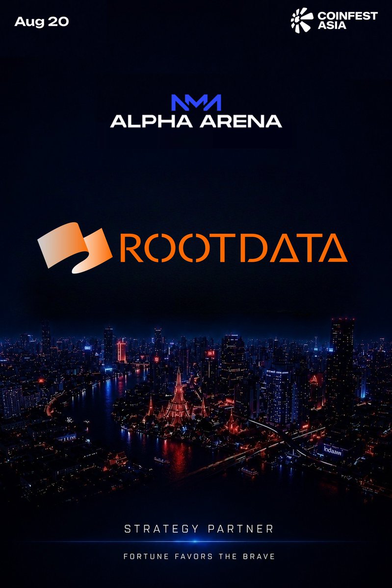 AlphaArena_2026's tweet photo. RootData joins Alpha Arena 2026 as an Official Strategy Partner.

@RootDataCrypto is is a leading tokenized asset data platform, providing comprehensive and accurate crypto industry data services to VCs, research institutions, exchanges, media & data platforms, and project builders. Its leverages in-depth project and funding data to unlock insights into market trends, core data includes project profiles, fundraising data, key figures, stock derivatives data, and exchange rankings.

Committed to providing comprehensive, structured, and visual crypto data, RootData aims to reduce information barriers and make Web3 investing easier through accessible and organized information.

By making Web3 project data more accessible and easier to navigate, RootData continues to support better research, project discovery, and informed decision-making across the evolving digital asset ecosystem.

Together with RootData, we’re looking forward to the Alpha Arena 2026 Grand Final, where top traders from across the APAC region will compete in the ultimate live trading showdown at Coinfest Asia.

Fortune Favors the Brave.

#AlphaArena #RoadToBali