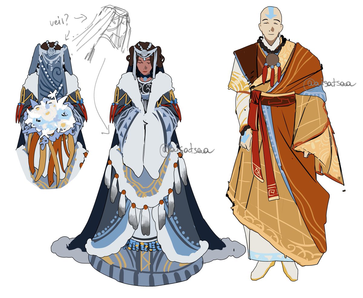 aisatsaa's tweet photo. my kataang wedding outfits headcanons https://t.co/QYGQvbeaco