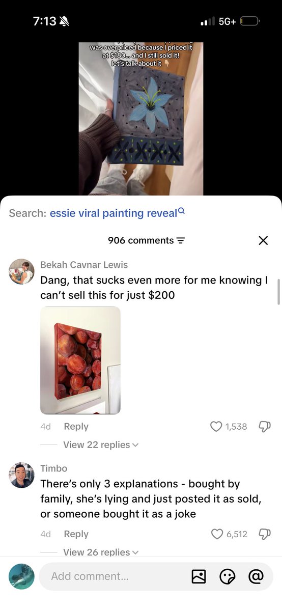 allseeingina's tweet photo. There’s an Australian artist on tik tok who is constantly criticized by angry commenters for her amateur technique and high prices. Some of them even put their own work in the comments and lament it not selling work when hers does. She’s becoming something like a role model to me https://t.co/FbiLHD9fVx