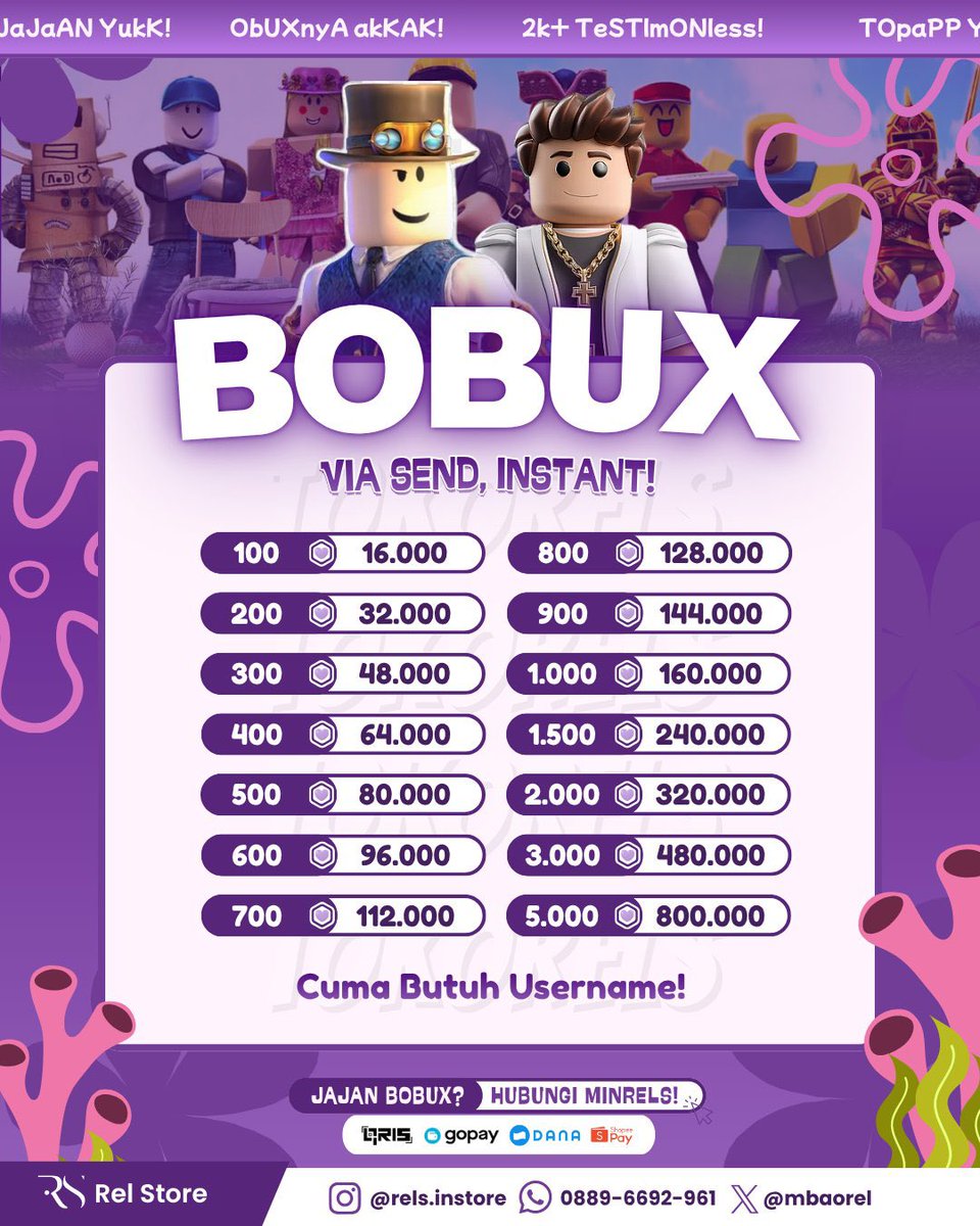 tokorels1's tweet photo. Ready Robux VISEND⚡ (UPDATED 9/8/26)
— proses cepat cuman 5-30 menit!
— aman, legal, bergaransi

t. zonauang beyi bobux murah promo jb via send visen 1 https://t.co/TBigz5qrfx