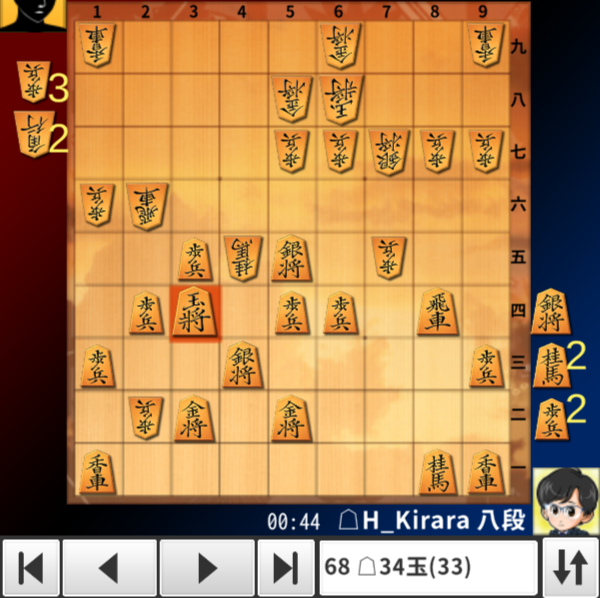burstlinker0828's tweet photo. 【自玉は標的にならない場所へ行け】

王手を掛けられ、どこに逃げるかという場面。選択肢は複数ありますが、ここは☖34玉が最も安全な配置です。

ここに逃げれば角の王手はありませんし、２六の飛に走られることもありません。自玉は敵の標的にならない場所に向かうのが基本ですね。

#今日の将棋ウォーズ