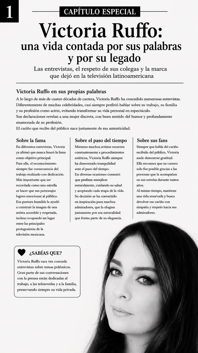 CalabrezAnanda's tweet photo. ✨ Una vida, una trayectoria y un legado que trascienden generaciones. Victoria Ruffo, siempre protagonista. 👑❤️
#VictoriaRuffo #QueenVick #SiempreSeráLaProtagonista https://t.co/z2T8gvR7TL