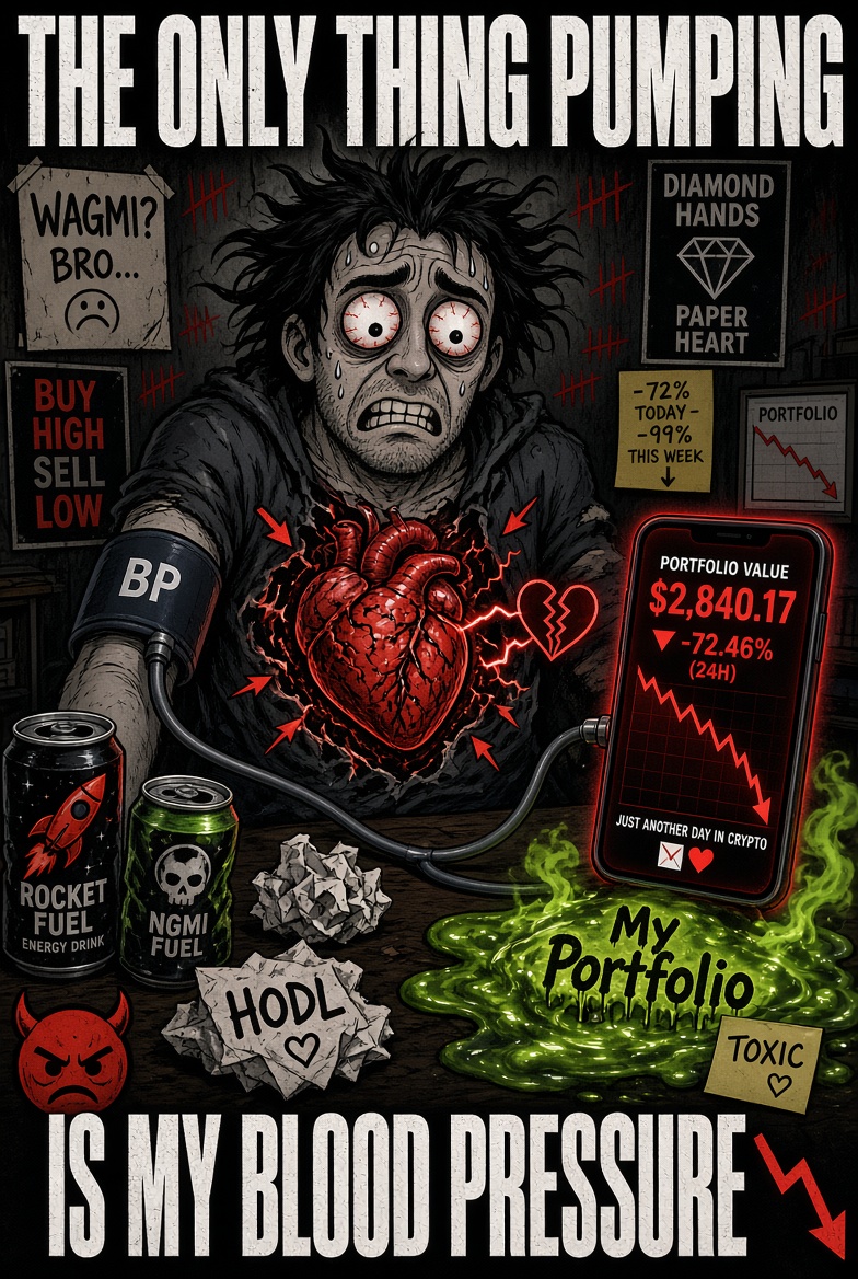 barksmeme's tweet photo. Just another day in crypto where the only thing pumping is my blood pressure.
Who else is out here treating their portfolio like a toxic relationship? 📉❤️

#meme #crypto #pump https://t.co/Bx3YlqfkQS
