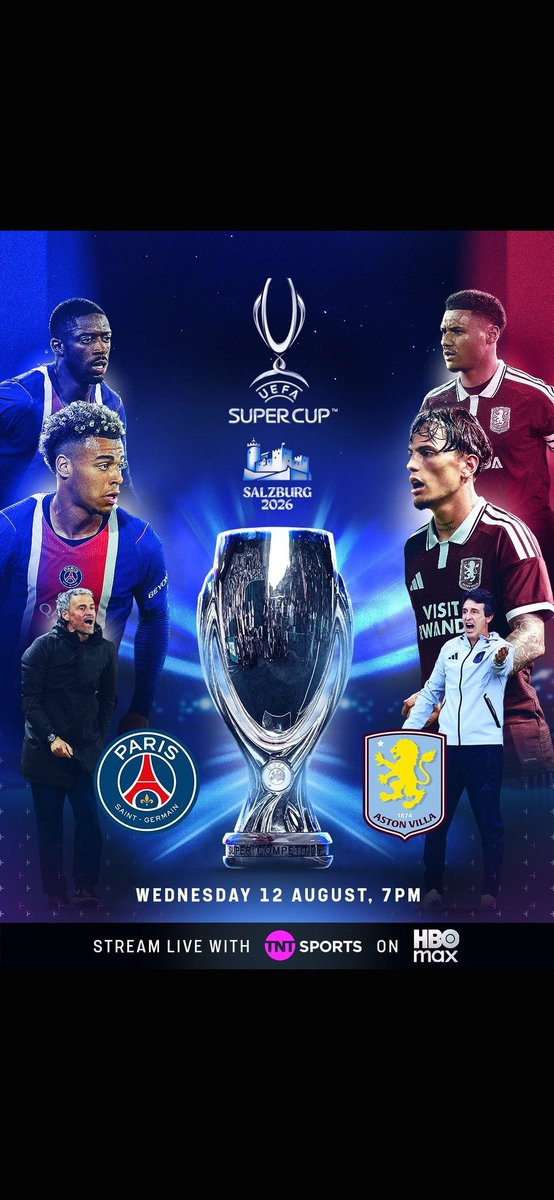 abidissam9's tweet photo. نهائي السوبر الاوروبي 2026 :
🇫🇷 باريس سان جيرمان Vs استون فيلا 🏴󠁧󠁢󠁥󠁮󠁧󠁿 20:00 توقيت المملكة المغربية 🇲🇦 
🏟️ ريد بول ارينا ، لايبزيغ 🇩🇪 
الاربعاء 29 صفر 1448 | 12 اغسطس 
bein 1 | bein 2
🎙️ 1 عصام الشوالي | 🎙️ 2 حسن العيدروس 
#باريس_سان_جيرمان #استون_فيلا #السوبر #UEFASuperCup https://t.co/n9oDeDj41q