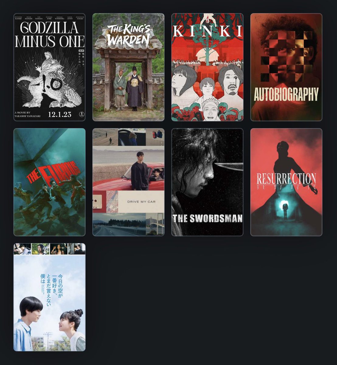 pfizersozay's tweet photo. realising I haven’t engaged much with non-Asian cinema while making this list so I’m currently open to recommendations! https://t.co/cH4aZjneMf