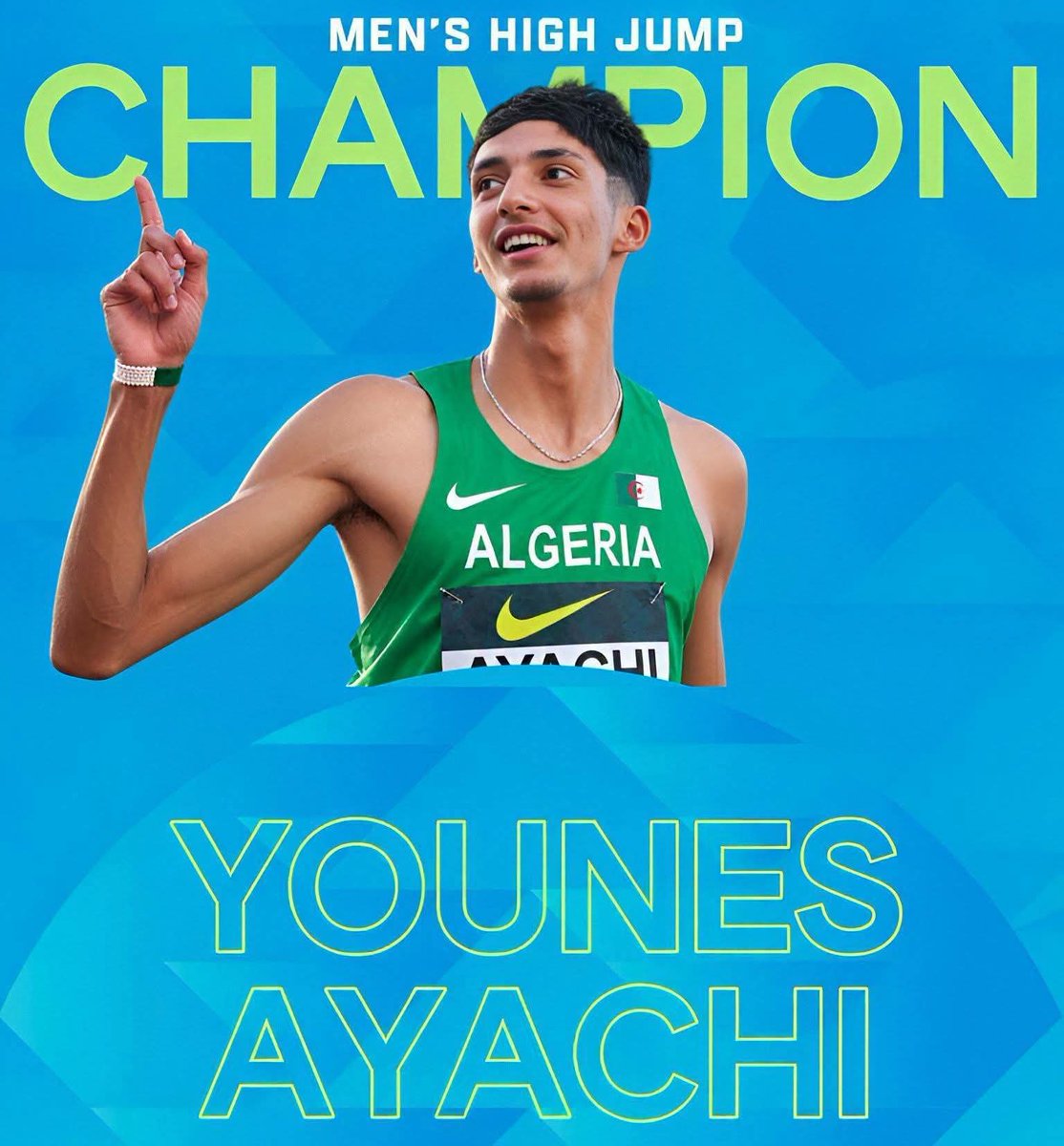 derradjihafid's tweet photo. 🇩🇿🏆 بطولة العالم لألعاب القوى لأقل من 20 سنة – أوريغون 2026
ألف ألف مبروك لولدنا يونس عايشي تتويجه بطلا للعالم في منافسات القفز العالي، بعد تحقيقه قفزة رائعة بلغت 2 متر و21 سنتيمترًا. 🥇🇩🇿
إنجاز مشرف يرفع الراية الجزائرية عاليا في سماء العالمية، ويؤكد أن الجزائر تزخر بمواهب شابة قادرة على التألق وكتابة التاريخ. 👏❤️
ألف مبروك يونس…  والقادم أجمل بإذن الله! 🇩🇿💚
فخر الجزائر وأمل ألعاب القوى.
