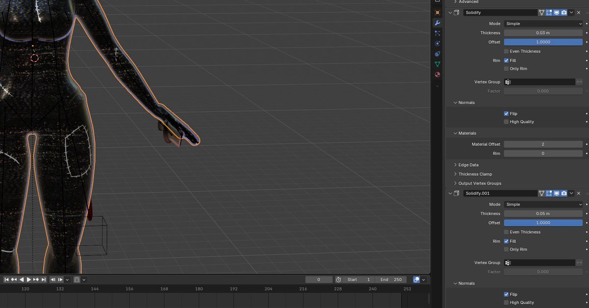 Opmgr_Dev's tweet photo. @GamerioPlays The material was created for Eevee. The blue outline is the "Solidify" modifier; simply disable it if you're using Cycles. https://t.co/qpPTDat3ca