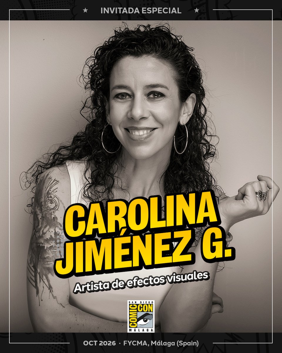 comicconmalaga's tweet photo. 🇪🇸 Carolina Jiménez G. llega a San Diego Comic-Con® Málaga 2026 para compartir su experiencia como referente española en efectos visuales ✨

🇬🇧 @Okinfografia is coming to SDCC Málaga 2026 to share her experience as a leading Spanish figure in visual effects ✨ https://t.co/7nOVpfQkX7