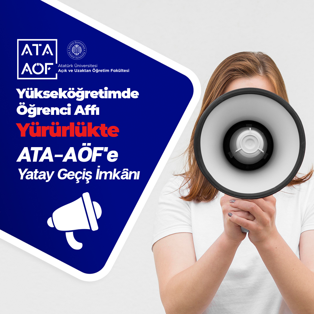 ATA_AOF's tweet photo. 📢 YÖK’ÜN KARARIYLA ATA-AÖF’E YATAY GEÇİŞ İMKÂNI

Yükseköğretim Kurulu (YÖK) tarafından alınan karar doğrultusunda, yükseköğretim kurumlarında çeşitli nedenlerle ilişiği kesilen veya bir yükseköğretim programını kazandığı hâlde kayıt yaptırmayan öğrenciler için yeniden öğrenime başlama imkânı getirildi.

Düzenleme kapsamında yeniden öğrenci statüsü kazananlar, başvurmaları hâlinde Atatürk Üniversitesi Açık ve Uzaktan Öğretim Fakültesi (ATA-AÖF) bünyesindeki açıköğretim önlisans veya lisans düzeyindeki eşdeğer programlara yatay geçiş yapabilecek.

🔹 Yatay geçiş, eşdeğer programlar kapsamında gerçekleştirilecek.
🔹 Uygulamaya ilişkin usul ve esaslar YÖK tarafından belirlenecek.
🔹 Başvurular, düzenlemenin yürürlüğe girdiği tarihten itibaren 4 ay içerisinde yapılabilecek.
🔹 Başvuru şartları, eşdeğer programlar ve uygulama sürecine ilişkin ayrıntılar, YÖK tarafından belirlenecek usul ve esasların ardından ayrıca duyurulacak.

Ayrıca, düzenleme kapsamında fakültemizden çeşitli nedenlerle ilişiği kesilen öğrenciler de gerekli şartları taşımaları hâlinde, yeniden öğrenime başlama hakkından yararlanarak fakültemize başvuru yapabileceklerdir.
#ATAAÖF #AçıkveUzaktanÖğretimFakültesi #ÖğrenciAffı
#ÜniversiteAffı
📲 ATA-AÖF’ün Tüm Sosyal Medya Hesapları Tek Linkte

🔗https://t.co/BkFmJavorF