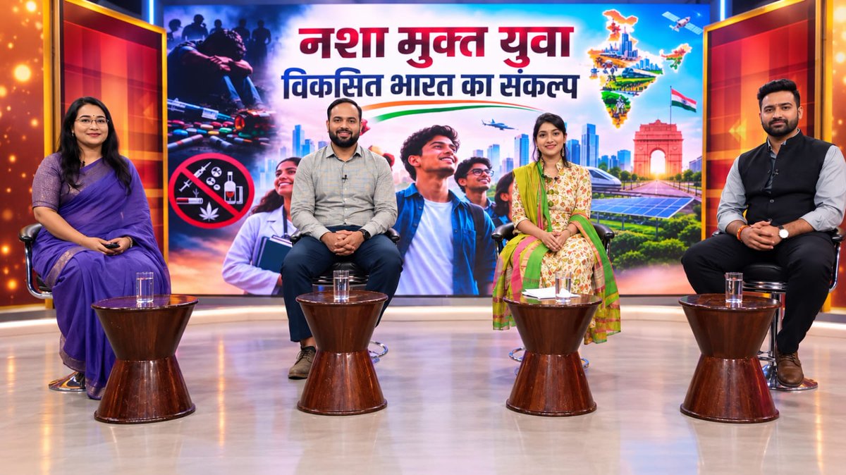DDNewsRajasthan's tweet photo. न��ा मुक्त युवा, विकसित भारत का मजबूत आधार! 

नशे की गिरफ्त से युवाओं को कैसे बचाया जाए? 
नशे का मानसिक और शारीरिक स्वास्थ्य पर क्या असर पड़ता है? और Fitness व Healthy Lifestyle युवाओं को नशे से दूर रखने ��ें कितने कारगर हैं?

इन्हीं अहम सवालों पर DD News Rajasthan के खास कार्यक्रम #AGENDA में देखिए विशेषज्ञों से खास बातचीत।

#NashaMuktYuva #DrugFreeYouth #YouthAgainstDrugs #ViksitBharat #DrugFreeIndia #MentalHealthAwareness #YouthFitness #DrugAwareness #DDNewsRajasthan #AGENDA #NashaMukti

https://t.co/43YMgwA2Xn