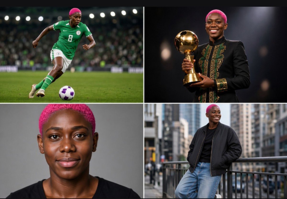 Jixie_e's tweet photo. From terrific defenses with her ambitious moves to grabbing 6 CAF player of the year crowns, Asisat Oshoala is dominating the pitch and history.

Beyond the silverware and high stakes match lies her impeccable personality portrayed in candid selfies, paired with an effortless off duty streetwear drip that proves her reign extends far past the 90 minutes.