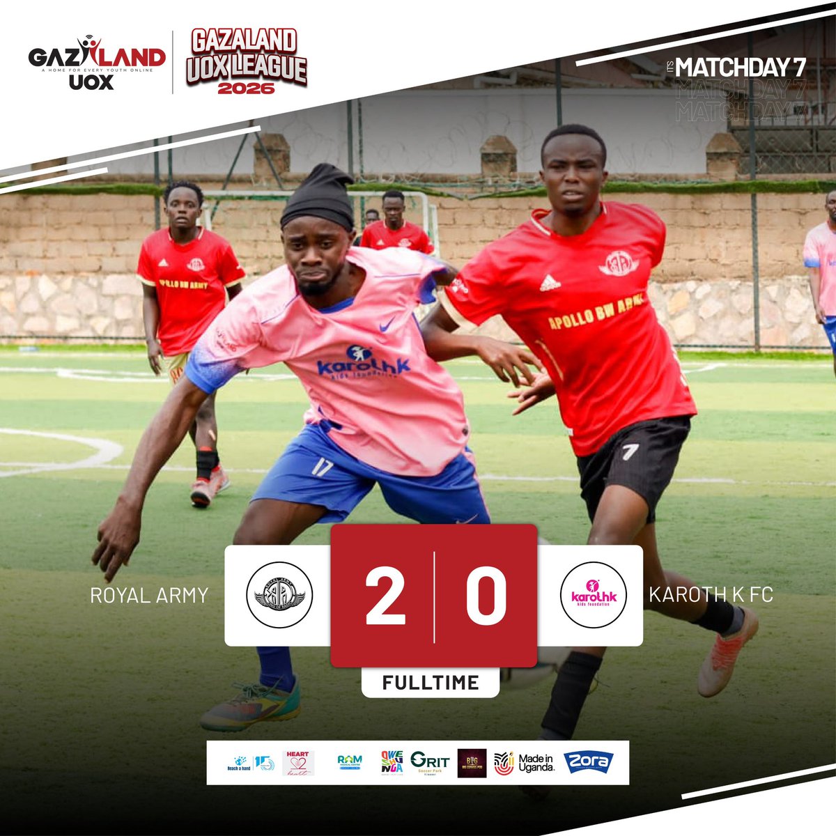 gazalanduox's tweet photo. Full time 

@RoyalArmy22 Vs @Kkids_Foundatn 

#UOXLeague
#ZoraWater https://t.co/fM5oGnjEf1
