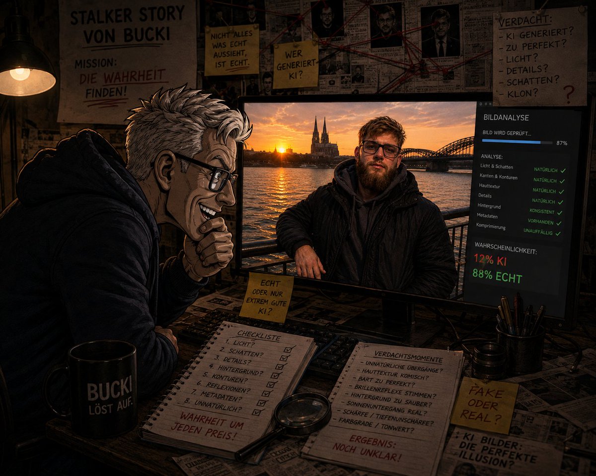 CptBucklew1's tweet photo. 🧵 THREAD: Die neue Stalker-Story von Bucki 🔎
1/12
🚨 NEUE STALKER-STORY VON BUCKI 🚨
Es ist 02:17 Uhr.
Während normale Menschen schlafen, sitzt Bucki seit vier Stunden vor seinem Rechner.
Vor ihm: ein einziges Foto.
Ein Mann vor dem Kölner Dom.
Und Bucki hat eine Frage: https://t.co/BRAGyhoTiT