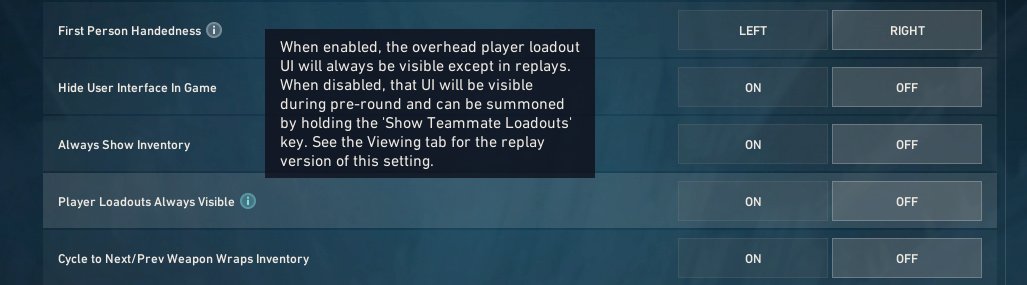 r0ikens's tweet photo. @NoKlairity @VALORANT did u try turn off "player loadouts always visible" https://t.co/YMlBIKwW9y