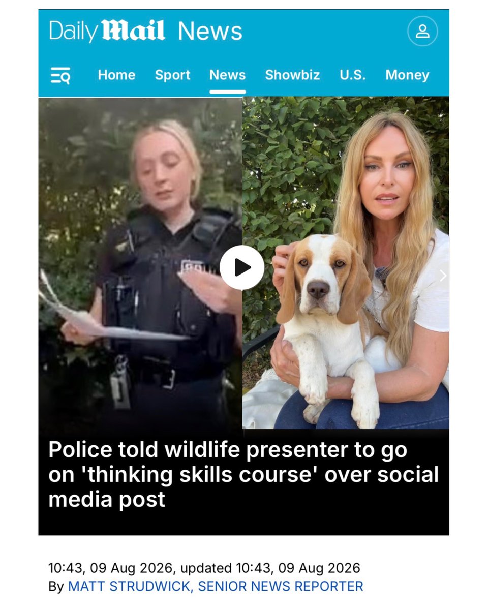 AnnekaSvenska's tweet photo. The Daily Mail has today reported on my case, after two police officers came to my home following a complaint by MBR Acres over a video I posted about laboratory beagles.

Read here: https://t.co/FWKUQ3ru8L

I was offered a community resolution requiring me to complete online “thinking skills” and “impact of crime” courses. After taking legal advice, I refused to sign. Police later dropped the case with no further action.

My lawyer, Seema Dosaj of Berris Law, warns this raises a much bigger issue:

“Taken together, the Online Safety Act 2023 and the extension of section 7 of the Public Order Act 2023 could have a chilling effect on freedom of expression and peaceful campaigning concerning the use of animals in scientific research.”

This is bigger than me. It is about protecting the right to question, investigate and peacefully campaign.
.
.
#freespeech #onlinesafety #beagle #mbracres #animalwelfare
