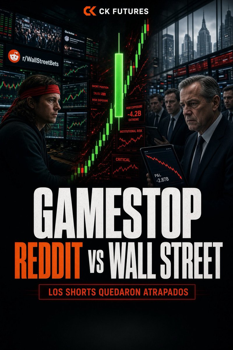 Raybel's tweet photo. Wall Street estaba convencido de que $GME caería.

El problema no fue estar short.

El problema fue que demasiados estaban atrapados en la misma apuesta.

Cuando todos necesitan salir por la misma puerta, el mercado cobra caro. @CKFutures_ https://t.co/PNjsQgMYvI