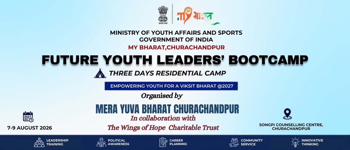 Nyksccpur's tweet photo. Moment of Future youth Leaders’s Bootcamp under the initiative of My Bharat, Churachandpur,Manipur https://t.co/LTag7MzS8Q