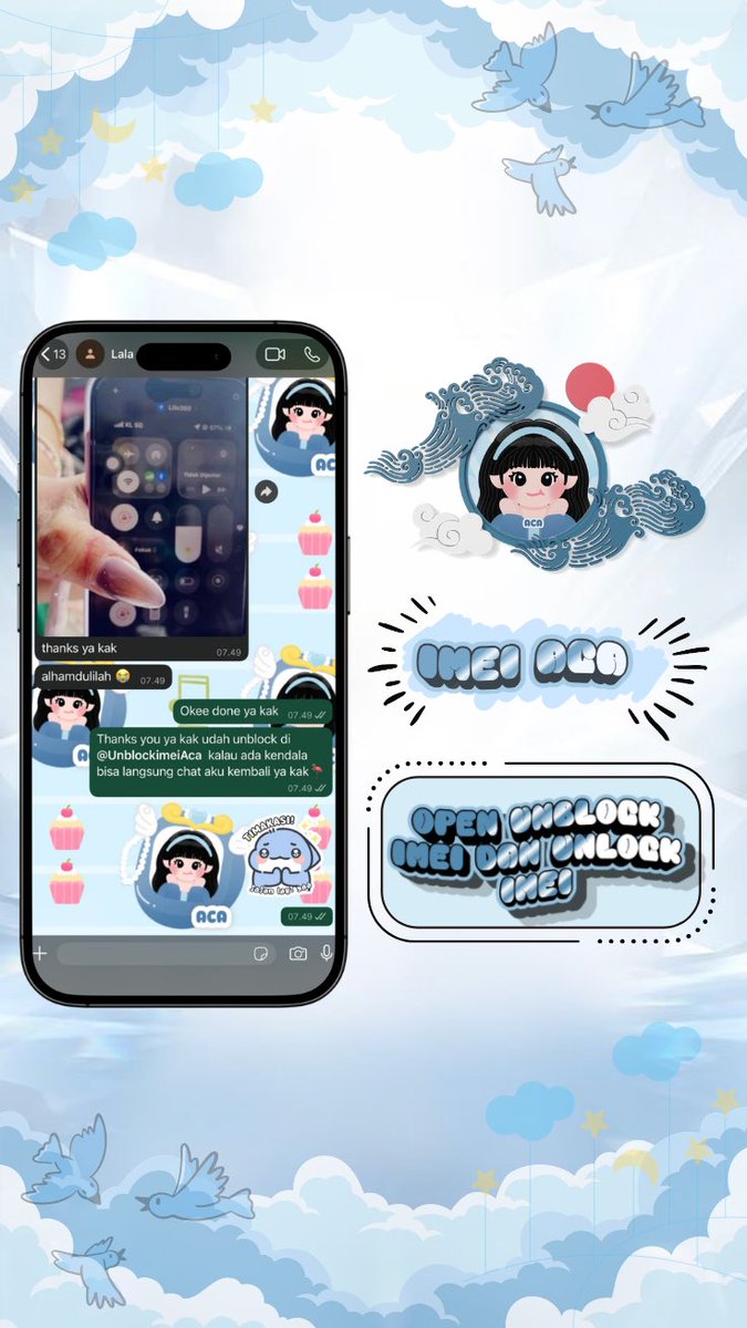 aya_sanji's tweet photo. JASA UNBLOCK DAN UNLOCK IMEI, BUAT JARINGAN IMEI BERMASALAH ATASI DISINI

MULAI DARI HARGA 
🦋3BULAN ( 200.000 )
🦋 TRI ONLY ( 150.000 )
🦋 BEACUKAI ( INBOX )

DONE HITUNGAN JAM,AMAN DAN MUDAH, BERGARANSI ALL OPERATOR, AND TRUSTED https://t.co/LD8nTcbh5y