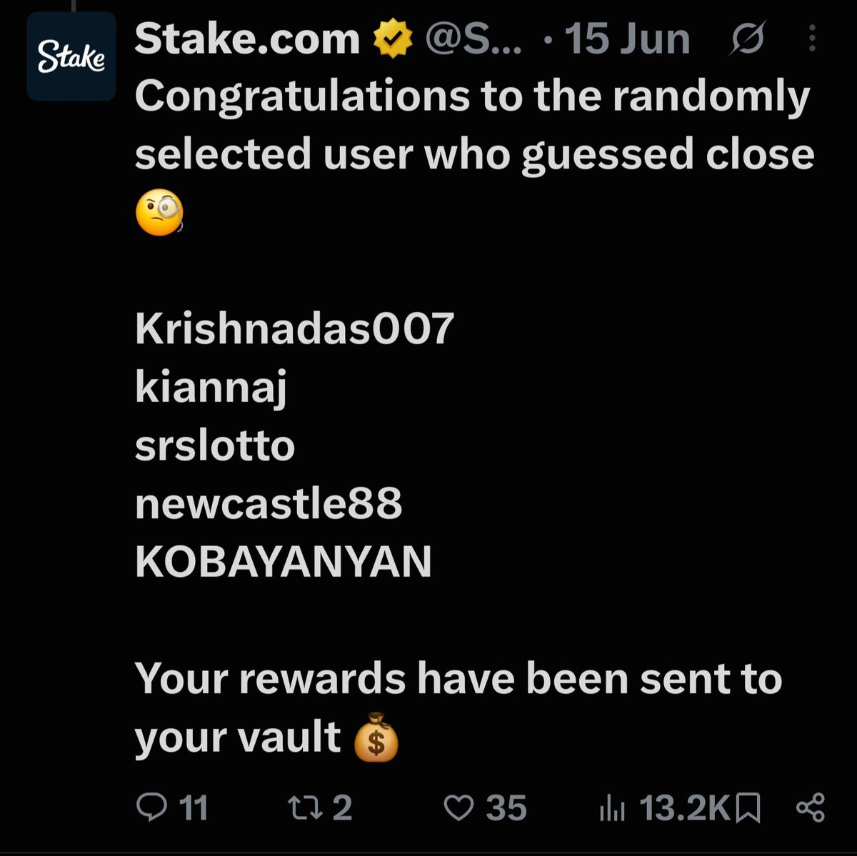 PrimeEmpireDXB's tweet photo. Dear @StakeEddie ,  
I’ve been playing on @Stake for 7 years, wagered hundreds of millions, never won a single raffle or giveaway (and honestly never cared), never watched a stream, and I barely even bother collecting my own bonuses.  

But what happened yesterday needs a real clarification from you.  

How on earth does a fake account with only 5 replies manage to win three major Stake giveaways?  1st 1/20, 2nd 1/5, and finally 1/1. !!

Do you have any idea what the mathematical probability of that is?  
It’s like someone winning the lottery three times in a row while blindfolded… then casually asking for a fourth ticket “just in case.”  

Don’t get me wrong, I know you’re an honest guy.  
But somebody clearly did something very wrong… and didn’t even have the decency to make it look clean.
