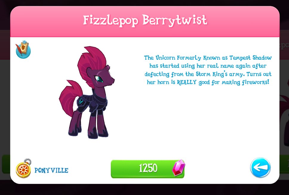 hinc11003's tweet photo. Characters in My Little Pony the Mobile Game pt.84 #FizzlepopBerrytwist /#TempestShadow https://t.co/16eAM0qMv5