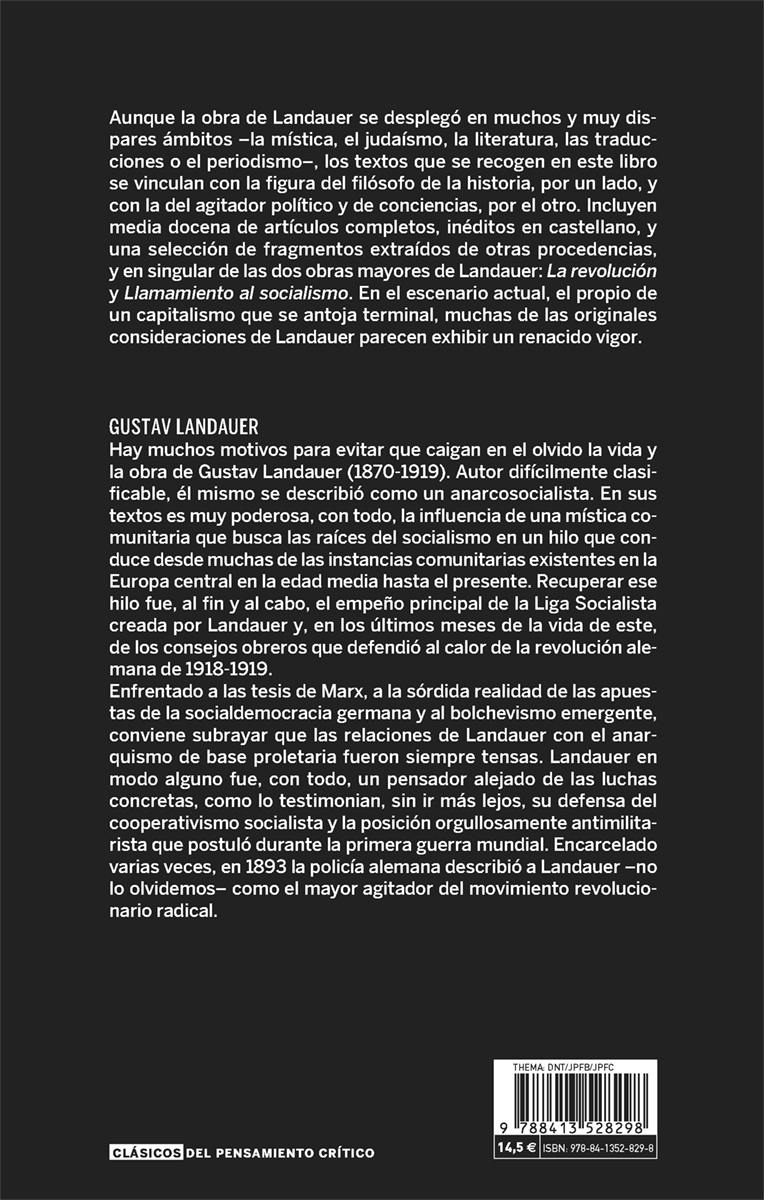 CatarataLibros's tweet photo. Gustav Landauer. Antología. Anarcosocialismo y mística comunitaria. Edición de @carlos_taibo. Una introducción a Landauer, un agitador político y de conciencias, cuya obra viene despertando un renacido interés. https://t.co/3ZvqKfm4cP https://t.co/q64kuqfVJ6