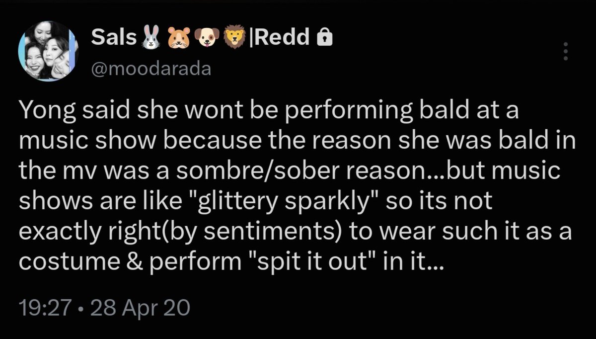 howlwheein's tweet photo. i'm pretty sure that im going to get questioned on what grounds am i claiming that yong got offended to that huge bald yong banner. here are my cases.

in this one, it is what you read. if it was really just a fleeting act, she wouldn't have banned herself from performing bald. https://t.co/xS9MPwHoYW