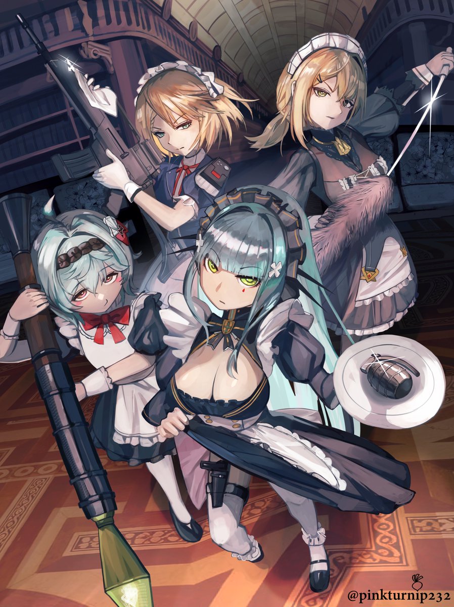 pinkturnip232's tweet photo. Maid Force assemble!

#GirlsFrontline2Exilium https://t.co/ilGWKtInwP