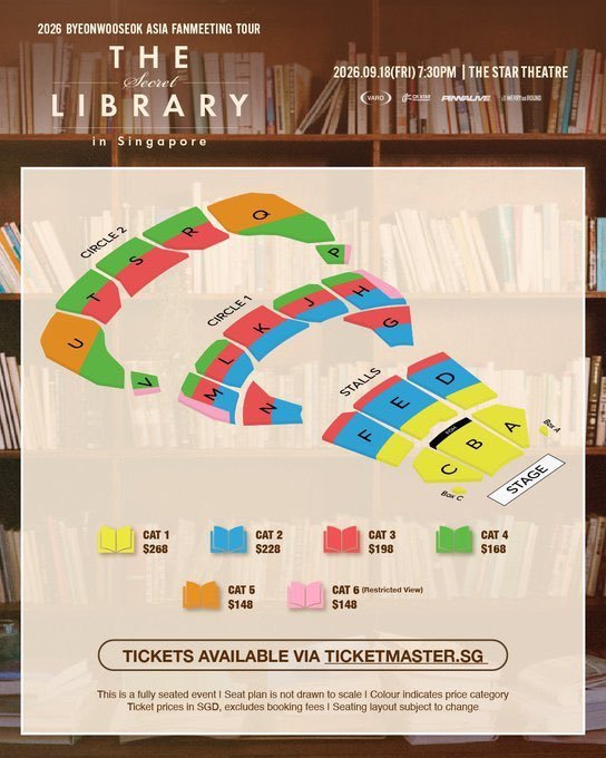yuang_67's tweet photo. 🎫 FOR SALE | BYEON WOOSEOK THE SECRET LIBRARY 🇸🇬

📍 THE STAR THEATRE
📅 18 SEP 2026

🎟️ CAT 1 / CAT 2 / CAT 3
✨ Adjacent seats • Front rows
🌎 International fans welcome

📩 DM to inquire &amp; secure

#BYEONWOOSEOK #BYEONWOOSEOK_TOUR_in_SINGAPORE #TheSecretLibrary https://t.co/0sBr4knlk6