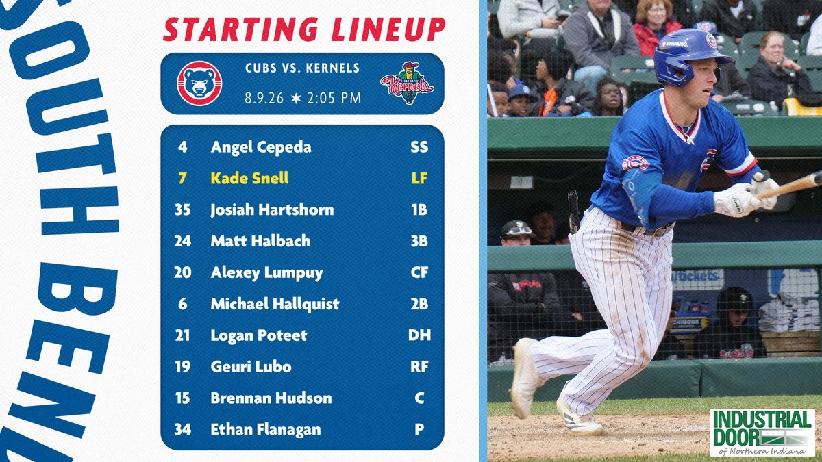 SBCubs's tweet photo. In our Sunday best! 👕

Here's your @_industrialdoor starting lineup for the series finale against Cedar Rapids.

#SBCubs https://t.co/zXFaVn28Ww