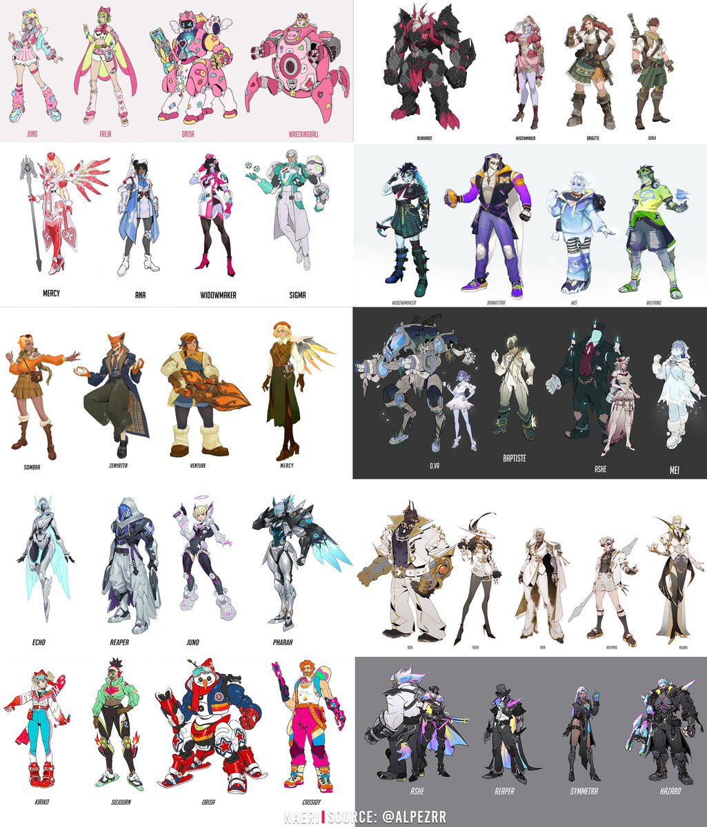 OverwatchNaeri's tweet photo. New #Overwatch Season 4 Skins Predictions ✨

The main theme for Season 4 is Busan, South Korea. It is speculated that many skins related to anime mecha and Korea will be featured 🇰🇷

Based on the concepts shown in the survey, which skins do you think will appear in Season 4? 💭 https://t.co/mVgqWyliUH