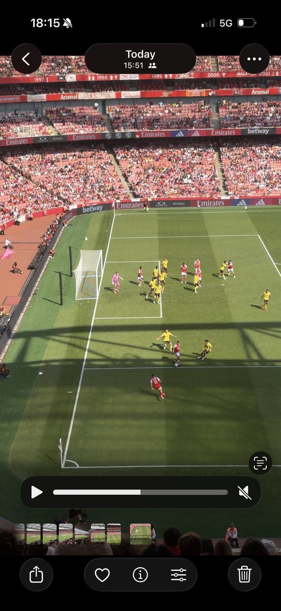 SonOfAGunN5's tweet photo. From my seat he looked marginally offside…but impossible to call imo https://t.co/cPeJ24Brm1