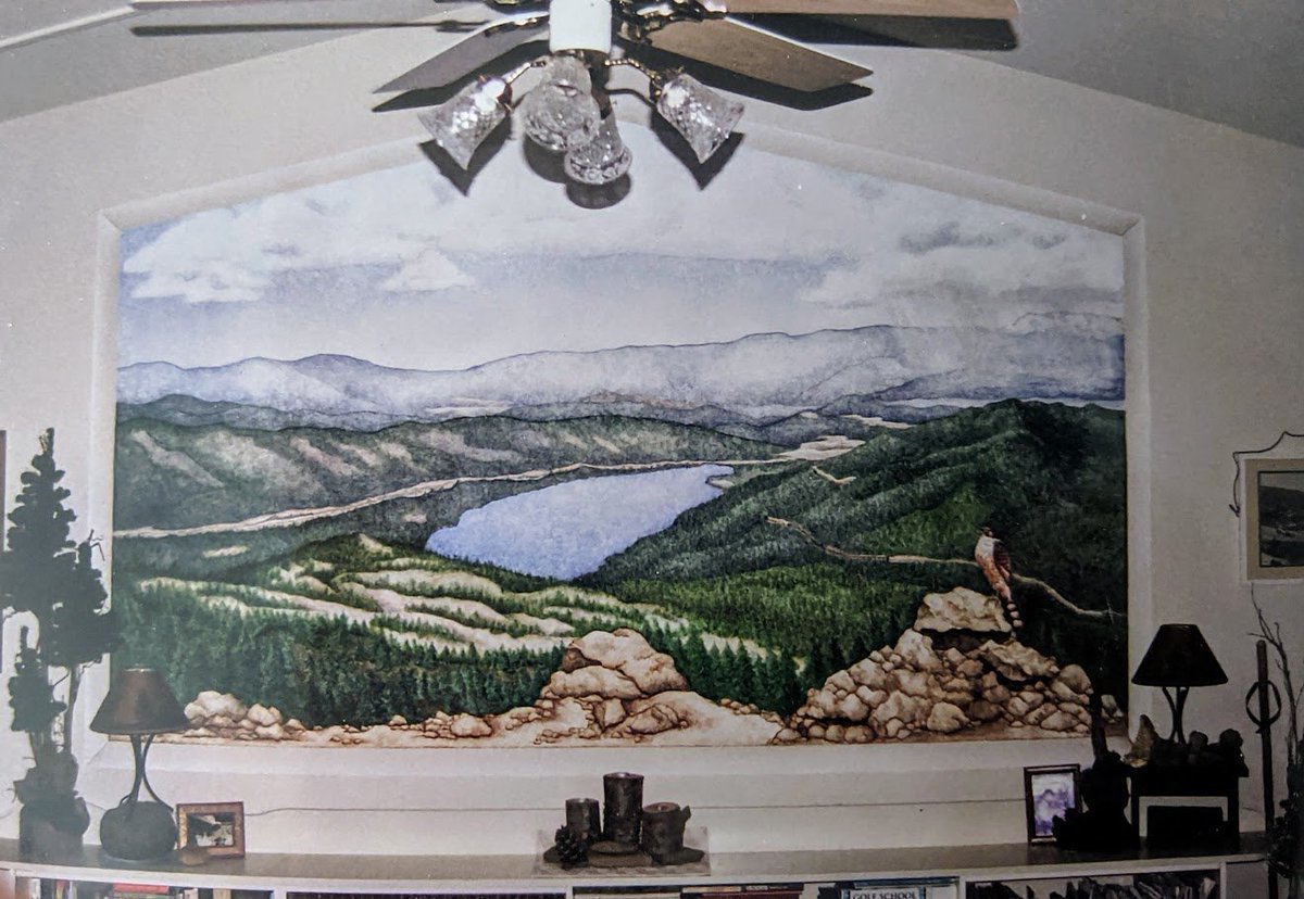 ScannerHawk's tweet photo. @pitsenberger I see the same sacred spot that I painted on my living room wall 26 years ago.  By the end of summer on the ridge there are usually several natural memorial pieces left there, such as names spelled out in stone.   The metal markers were not there the last time I was there. https://t.co/YjwY2kS6Kf