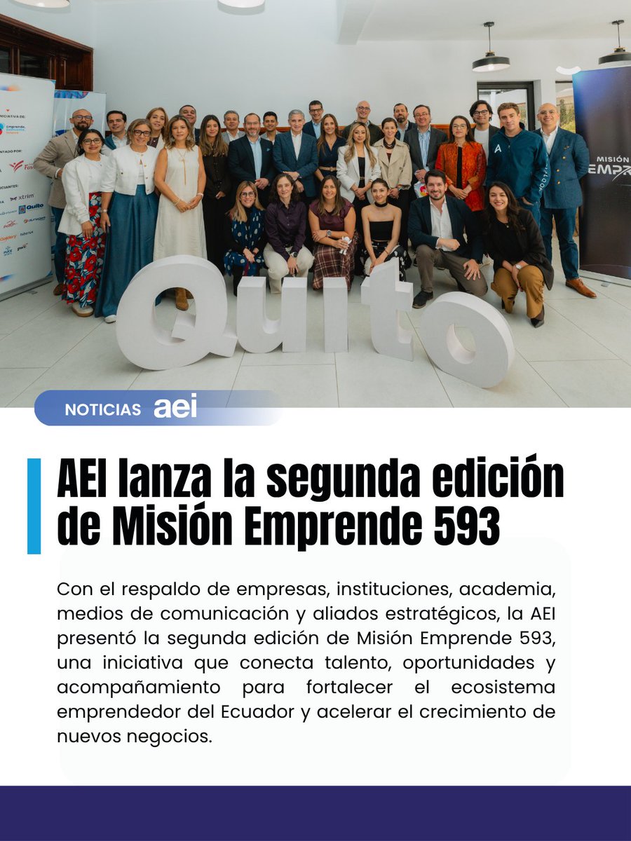 aeiecuador's tweet photo. NoticiasSemanalesAEI | 🚀 Una semana de alianzas, innovación y nuevas oportunidades.

Cada semana seguimos construyendo un ecosistema más conectado, donde empresas, emprendedores, academia y aliados estratégicos unen esfuerzos para impulsar el desarrollo del Ecuador. https://t.co/8DHkiNG5YA