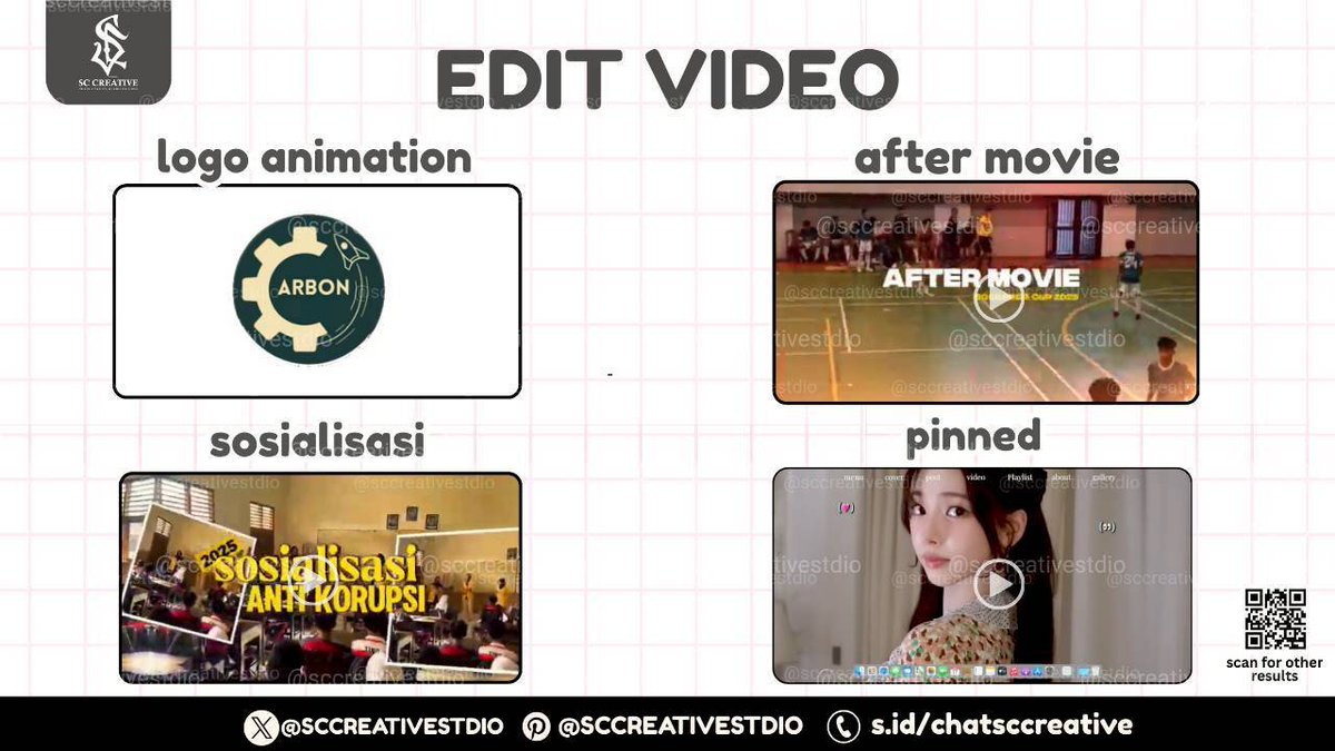 scrxfa's tweet photo. @hanniyamal all editan video bisaa ni kakak, ada banyak results juga yang bole ditanya tanya. dijamin inrush dan bisa revisi minor yaa, buat more infonya lesgoo ke wa store aku xixi @sccreativestdio 🙆🏻‍♀️ https://t.co/8kyFpxoydB
