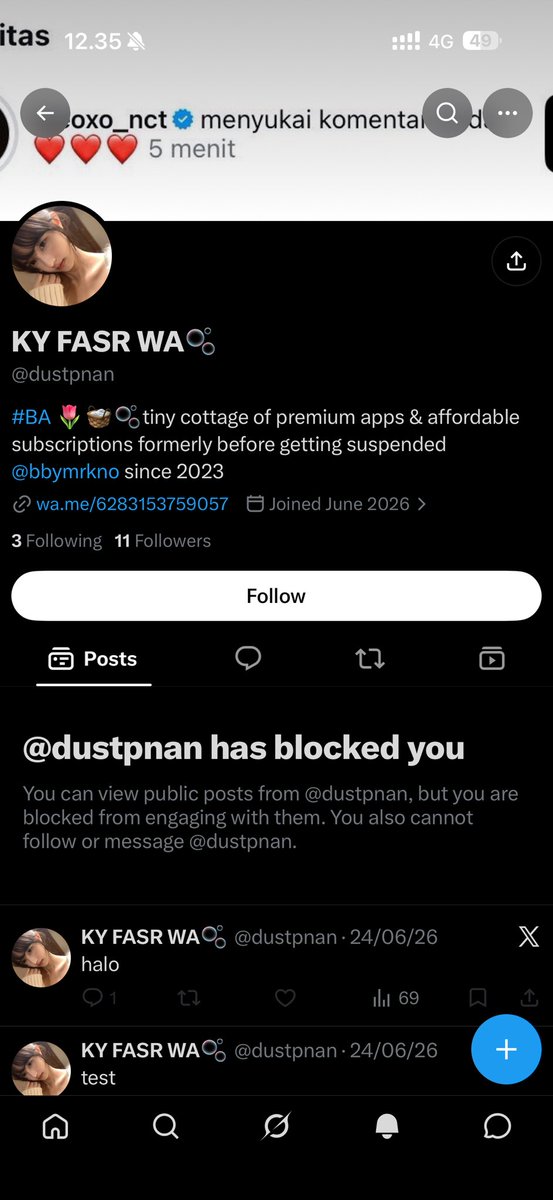 chibcov's tweet photo. tiati scam, banyak bgt akunnya. klo ada yg beli di ht please klo jual semuanya &amp; tamplate kya gini fix nipu meski sb bersih. karna suka gonta ganti akun #zonauang https://t.co/x8IzOwP5e0