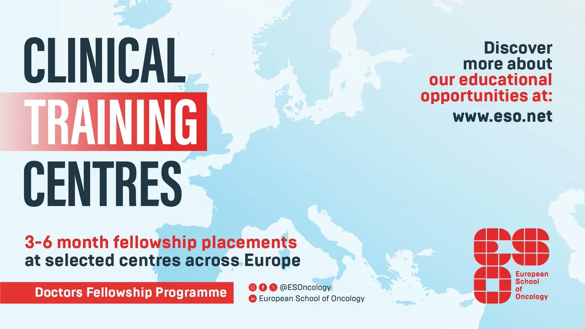 oncodaily's tweet photo. ESO - Applications are Now Open for the Doctors Clinical Training Centres Fellowship Programme  

@ESOncology 

https://t.co/9nsn9oo0M3 https://t.co/emLi399IJx