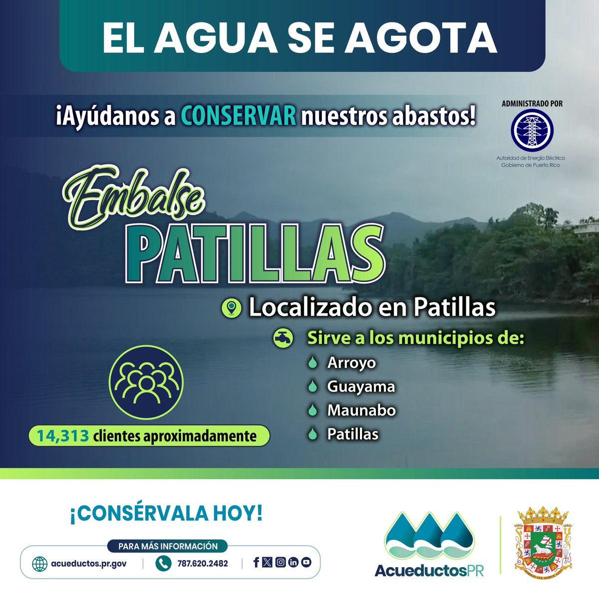 AcueductosPR's tweet photo. #ConoceTuEmbalse | 💧 Conoce los principales embalses, dónde están ubicados y los municipios que reciben agua de ellos.

Ante la sequía y la reducción en las precipitaciones, cada gota cuenta. Haz uso prudente del agua y ayúdanos a conservar nuestros abastos. https://t.co/v4HMzfBQRx