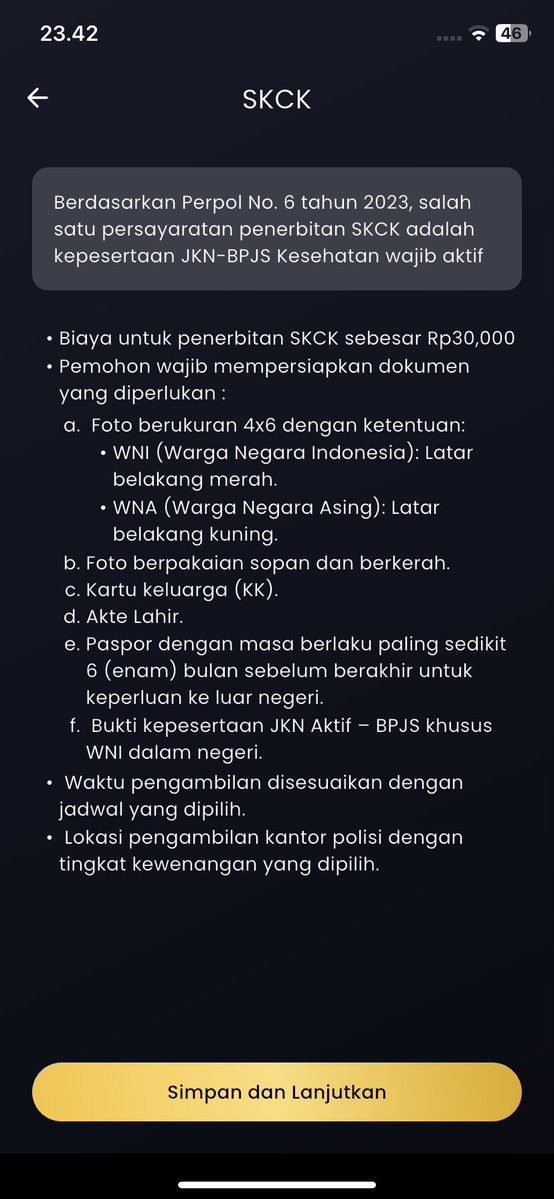 brazalia_it's tweet photo. @worksfess walaupun persyaratan skck di APK super app polri wajib pakai bpjs, aslinya ngga pake ya kak. 
bulan lalu aku buat skck firstime langsung disuruh isi ini aja, besoknya langsung ke polsek ngambilnya pakai ktp juga. https://t.co/dADguh4gls