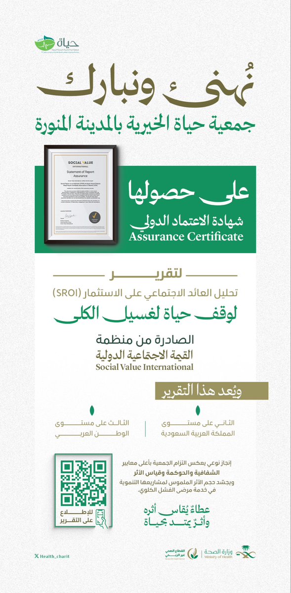 health_charit's tweet photo. نفخر بأن يكون لمجتمعنا أعمالٌ يُقاس أثرها، ويُلمس عطاؤها، وتبقى بصمتها في حياة المستفيدين🌿

مبارك هذا الإنجاز @362td وإلى مزيدٍ من الأثر والعطاء https://t.co/vBYTa8Nz2J