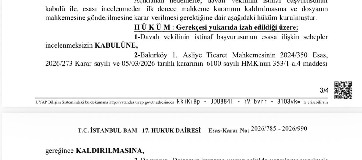 Ebruxgs's tweet photo. #ygyokotadönsün
Sermaye Pıyasası Kurulu Başkanlığına
Bilindiği üzere, Yeşil Gayrimenkul Yatırım Ortaklığı (YGYO) payları, Bakırköy 1. Asliye Ticaret Mahkemesi'nin 5 Mart 2026 tarıhli iflas kararı gerekçe gösterılerek, Borsa Istanbul Kotasyon Yönergesi'nin 25/1-c maddesi uyarınca
Başkanlığınızca borsa kotundan çıkarılmıştır.
Bunun üzerine şirket yetkilileri, söz konusu iflas kararının hem usul hem de esas yönünden hukuka aykırı olduğunu belirterek kararı istinafa taşımış ve 8 Nisan 2026 tarihinde şirketin yeniden kota alınması için Başkanlığınıza başvuruda bulunmuştur.
Yapılan Istinaf başvurusu neticesinde, Istanbul Bölge Adliye Mahkemesi 17. Hukuk Dairesi'nin 2 Temmuz 2026 tarihli kararı (Esas No: 2026/785, Karar No: 2026/990) ile Bakırköy 1. Asliye Ticaret Mahkemesi'nin (Esas No: 2026/273) vermiş olduğu iflas kararı kaldırılmıştır." Ekte sunduğum kararda da ayrıntılı olarak görüleceği üzere; üst mahkemenin bu kaldırma gerekçesi,_şirketin devam eden konkordato sürecinin bekletici mesele yapılmadan doğrudan _iflasa hükmedilmesi ve yasal haklarının ilk derece mahkemesince göz ardı edilmesidir."
Yukarıda izah ettiğim hukuki gelişmeler ve iflas kararının
üst mahkemece kaldırılmış olması hususları dıkkate alınarak; mağduriyet yaşayan bız yatırımcıların zararlarının giderilmesi ve yatırımcıların korunması ilkesi gereğince, YGYO_şirketinin Başkanlığınızca_gerekli önlemler alınarak_yeniden_BİST kotuna alınmasını ve işlem görmeye başlamasını talep edıyoruz @spkgovtr @borsaistanbul @abakingurlek @memetsimsek