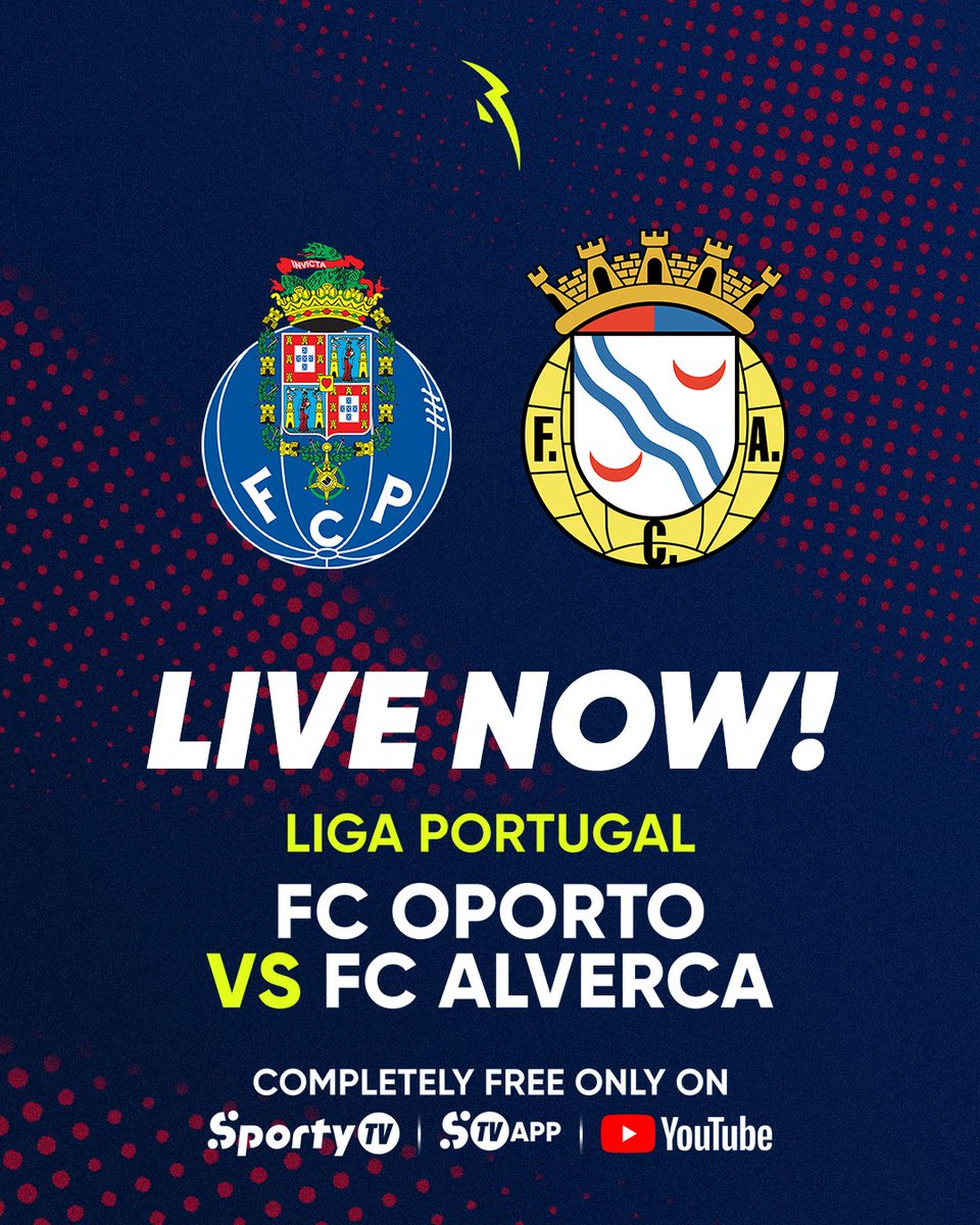 SportyTV's tweet photo. 🚨 PRIMEIRA LIGA LIVE NOW ON SPORTYTV 📺🇵🇹

Porto 🆚 Alverca

Catch the game live and completely FREE on SportyTV, SportyTV App and on our YouTube channel 📺📲

🔗 https://t.co/9eKetOSZv5 https://t.co/G4kEmkfqJJ