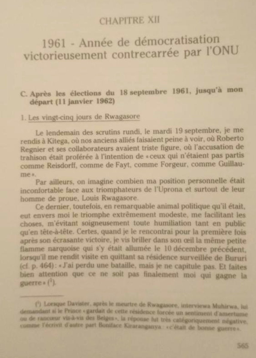 pnininahazwe's tweet photo. Je propose à @NtareHouse d’acheter et d’offrir au Président Ndayishimiye ce livre de Jean-Paul Harroy :
​« #Burundi 1955-1962 : Souvenirs d'un combattant d'une guerre perdue »
J'espère qu'après lecture, il aura le courage de présenter ses excuses pour ses propos sur Rwagasore. https://t.co/nvBWoWNsab