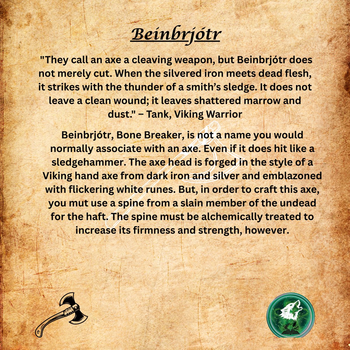 TheWolvenScribe's tweet photo. https://t.co/lPWzP4z5jm

#WolvenScribe #Content #Beinbrjótr #BoneBreaker #UndeadBane   #Pathfinder https://t.co/B7hDGYMTiy