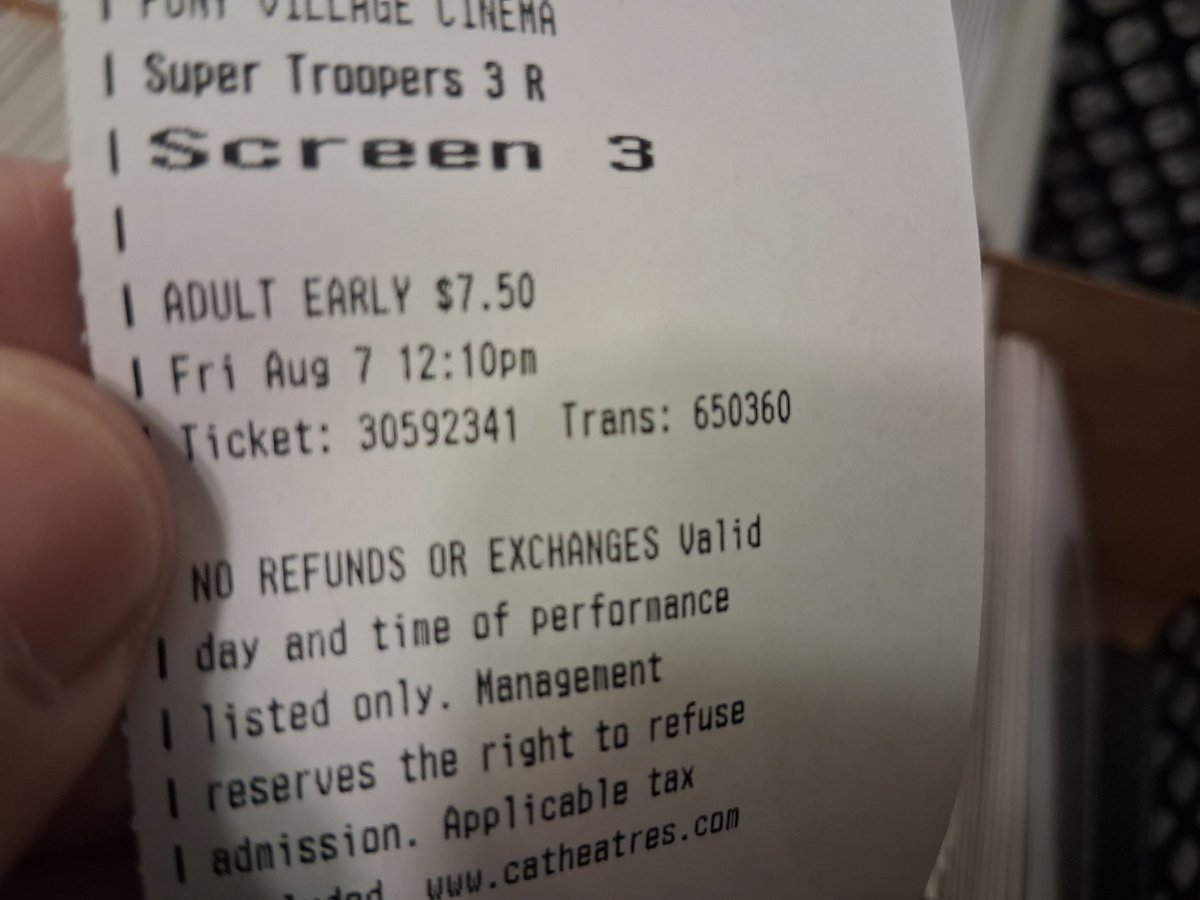 blsummers84's tweet photo. Super Troopers 3 Friday matinee!
Movie theaters are *definitely* back!!!

#SuperTroopers3 @SuperTroopers 
@CATMovies https://t.co/G1cengEiGD