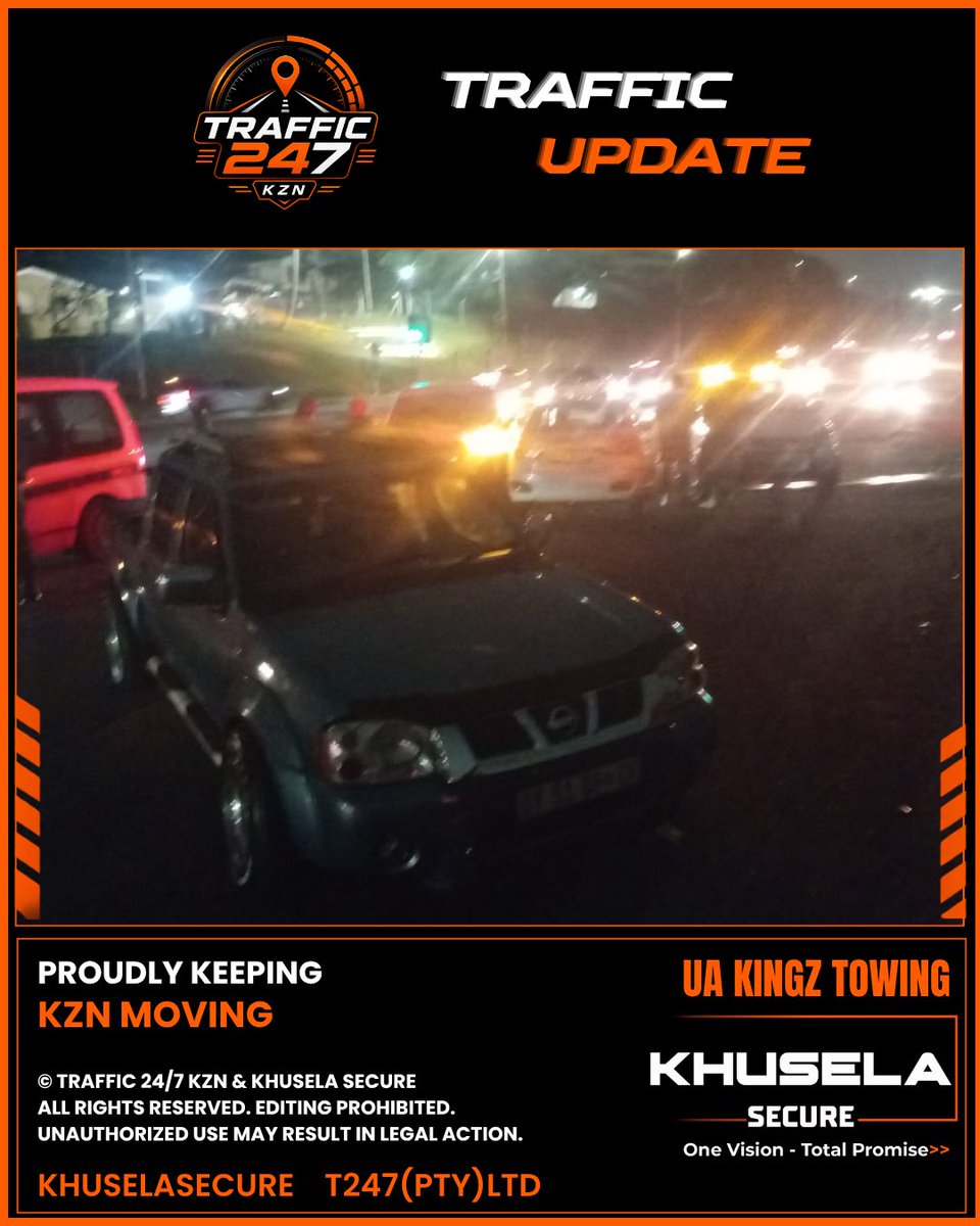 Traffic247KZN's tweet photo. Crash on M1 Higginson Highway on N2 Bridge. Approach scene with caution 
𝗨𝗮 𝗞𝗶𝗻𝗴𝘇 𝗧𝗼𝘄𝗶𝗻𝗴 on scene 
18:58 • August 9

𝗞𝗵𝘂𝘀𝗲𝗹𝗮𝗦𝗲𝗰𝘂𝗿𝗲, 𝗨𝗮𝗞𝗶𝗻𝗴𝘇𝗧𝗼𝘄𝗶𝗻𝗴, 𝗧𝟮𝟰𝟳(𝗣𝘁𝘆)𝗟𝘁𝗱 https://t.co/KpcxVEPgBr