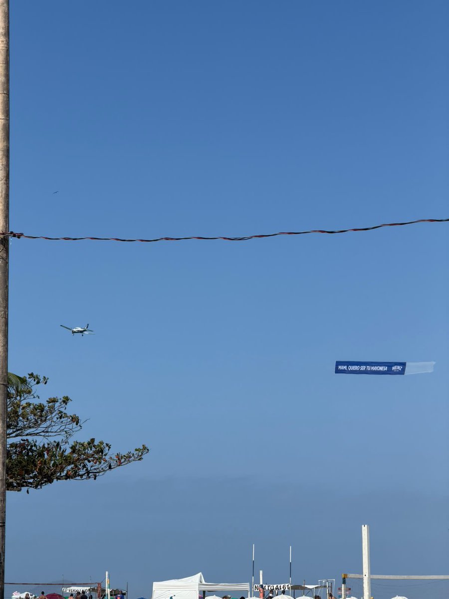 updaterosalia's tweet photo. A banner plane flew over Rio de Janeiro, where ROSALÍA is currently staying, carrying a message that read “Mami, quiero ser tu mayonesa” as a tribute to the artist. 🇧🇷🤍 https://t.co/OLGG1BF8W1