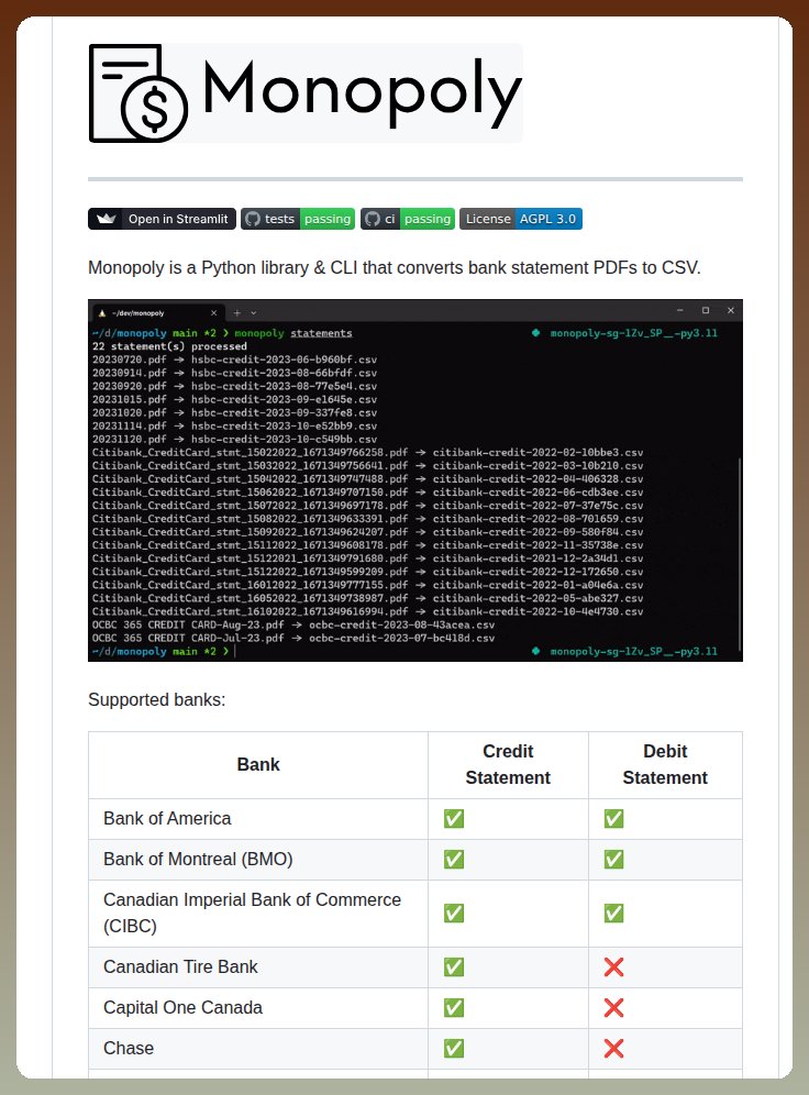 tom_doerr's tweet photo. Convert bank statement PDFs to CSV files using the Python library and CLI tool Monopoly.

https://t.co/7ka87dhSEo https://t.co/YMB4JQE7Tm